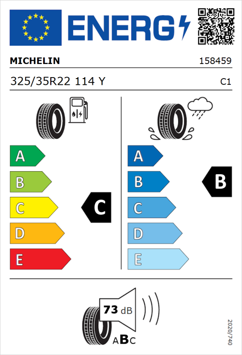 Tyre Label for Michelin Pilot Sport 4 S 325/35R22 114Y