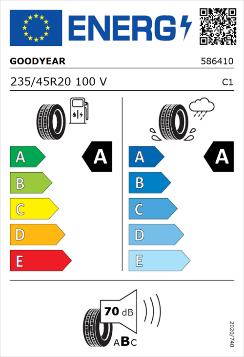 Tyre Label for Goodyear Eagle F1 Asymmetric 3 SUV 235/45R20 100V